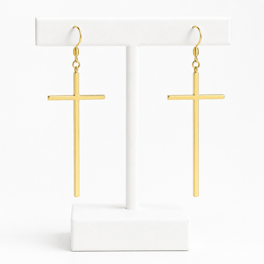 Gold Cross Earrings